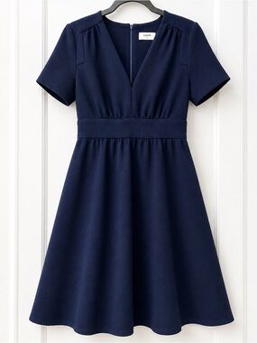 ba&sh FLOE Navy Fit & Flare V-Neck Dress Size 2